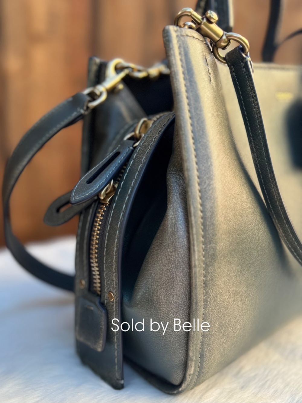 NWOT Coach Rogue Bag 31 In Loved Leather Brass Green - Picture 4 of 6